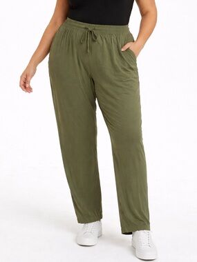 Torrid Women’s Plus Size 3 Olive Green Pull On Pants Elastic Waist Rayon Stretch